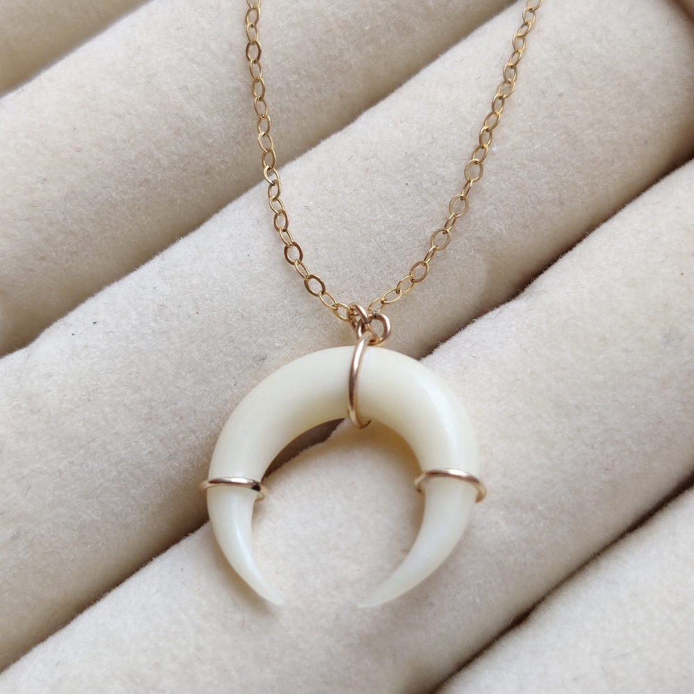 SOLD 14K Gold Filled Ivory Crescent with 16" Chain